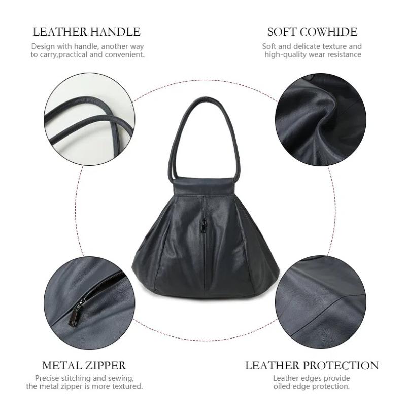 Weiche echtes Leder Frauen Handtasche große Kapazität Umhängetasche Designer Marke Unterarm Achseltaschen Damen Casual Tote