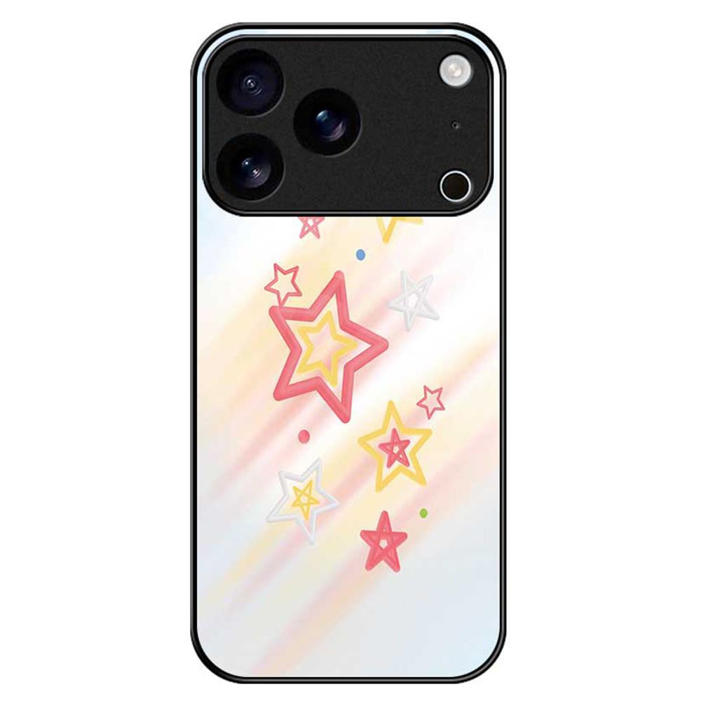 For iPhone 17 Pro Case PC TPU Tempered Glass Pattern Printing Phone Back Cover