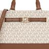 Michael Kors Logo Hardware Firma Tela Rivestita Ecopelle Borsa a Mano Piccola da Donna Vaniglia