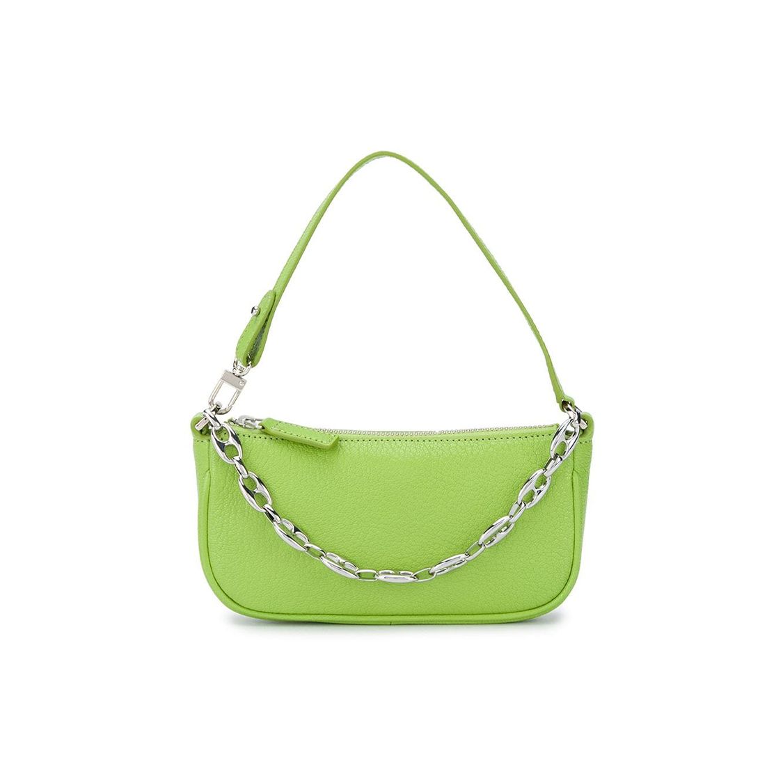 

By Far Mini Rachel Vintage Grain Zipper Closure Sheepskin Chain Shoulder Bag Women Handbags Pistachio-Green 20FWMIRAPSGRLSMA Basic Set (Bag+Dust Bag)