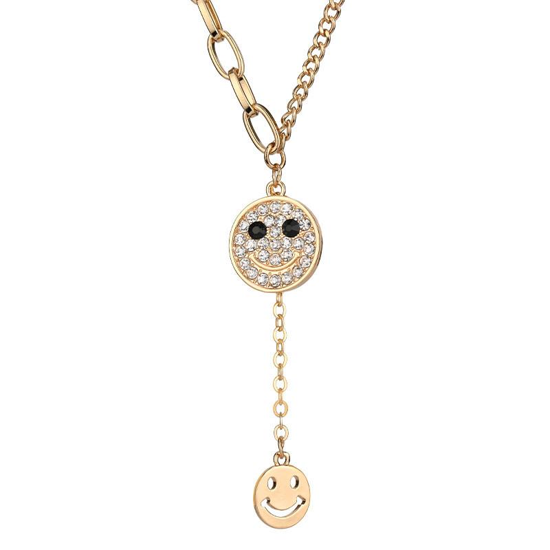 Titanium Stylish Steel Necklace With Encrusted Smiley Face Women For