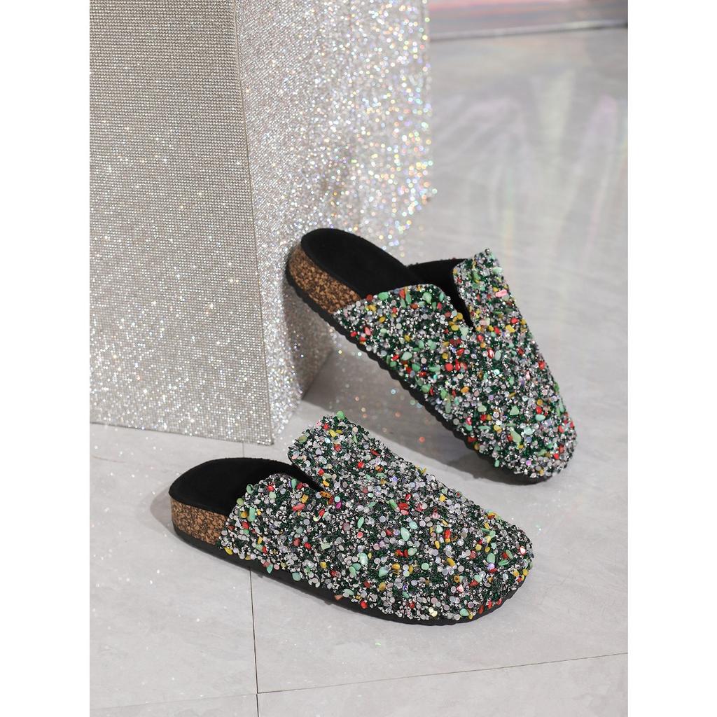 Baotou Brick Slippers, Women's Shoes, Sequins, Semi Slippers, Soft Soled Shoes, Casual Shoes, Non Slip Shoes, Sandals