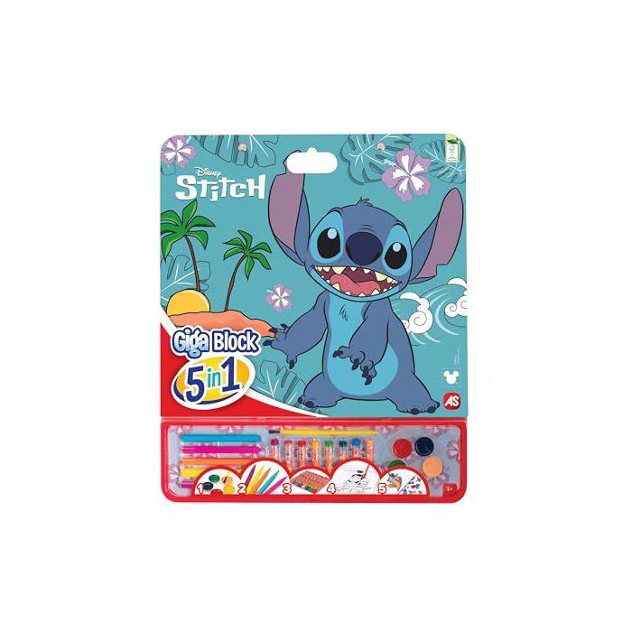 Bloc de dessin créatif Stitch - Cefa Toys - 25 feuilles A4 - Papier FSC - 5 aquarelles - 5 feutres
