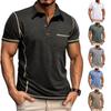 Men's Short Sleeve Lapel Solid Color Casual T-shirt