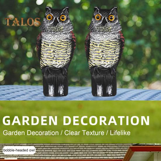 Uglelokkefugl med roterende hode, naturlig avskrekkende uglefigur, hagebeskytter, fugleskremselugle for hager, terrasser, balkonger