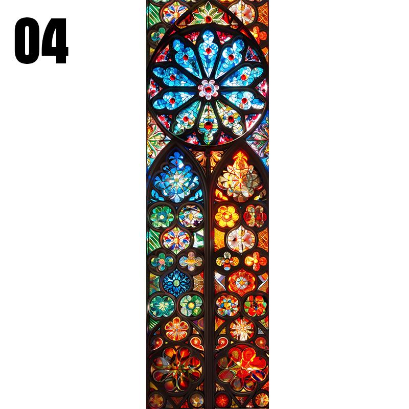 סרט ויטראז' צבעוני לכנסייה בסגנון אירופאי, מדבקת זכוכית וינטג', עיצוב לדלת בית, חדר אמבטיה, סרטי חלון לפרטיות
