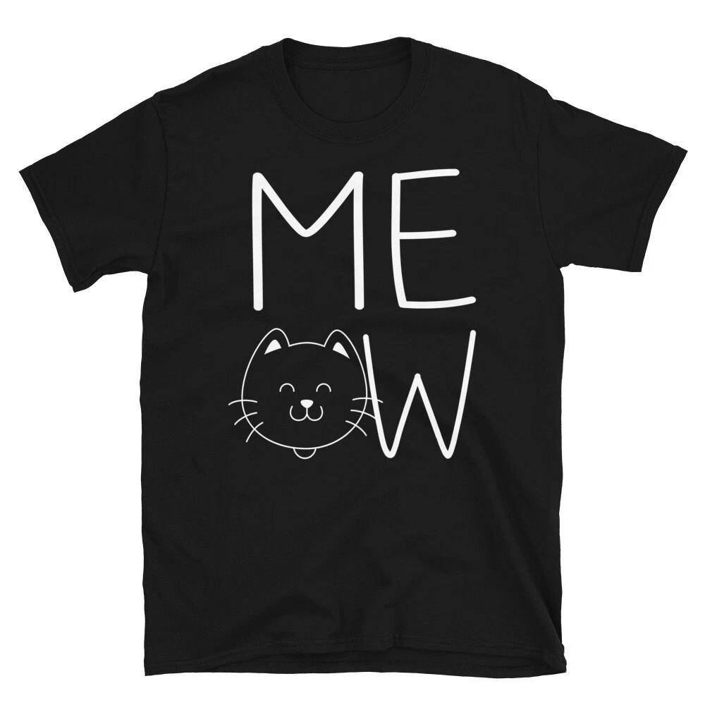 MEOW Cartoon Kitty Cute Cat Funny Animal Kitty Cats T-Shirt M