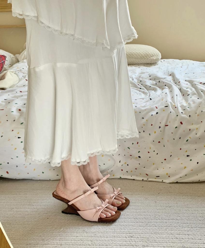 Women Sandals Butterfly-Knot Flip Flops Slippers Square Toe Peep Toe Rome Wedge Platform Woman’s Shoes Zapatos De Mujer