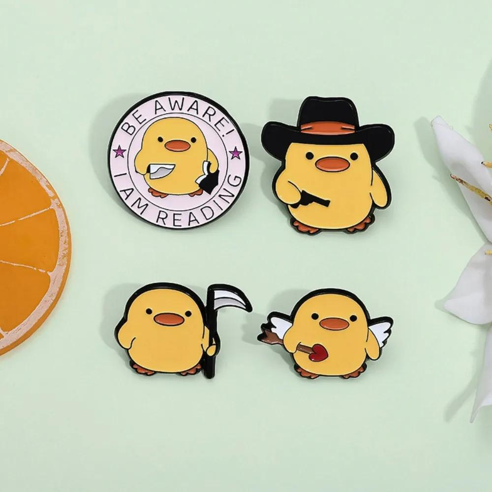 Cute Yellow Duck Enamel Pins Creative Cartoon Animal Lapel Brooch Badge Backpack Clothing Hat Accessories For Kids Gift