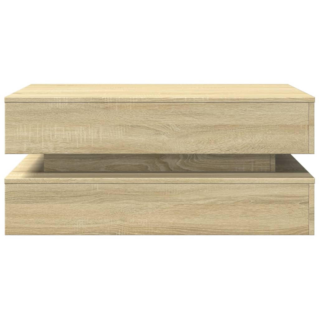 Modern Coffee Table With LED Lighting, Sonoma Oak, 90X50X40 Cm