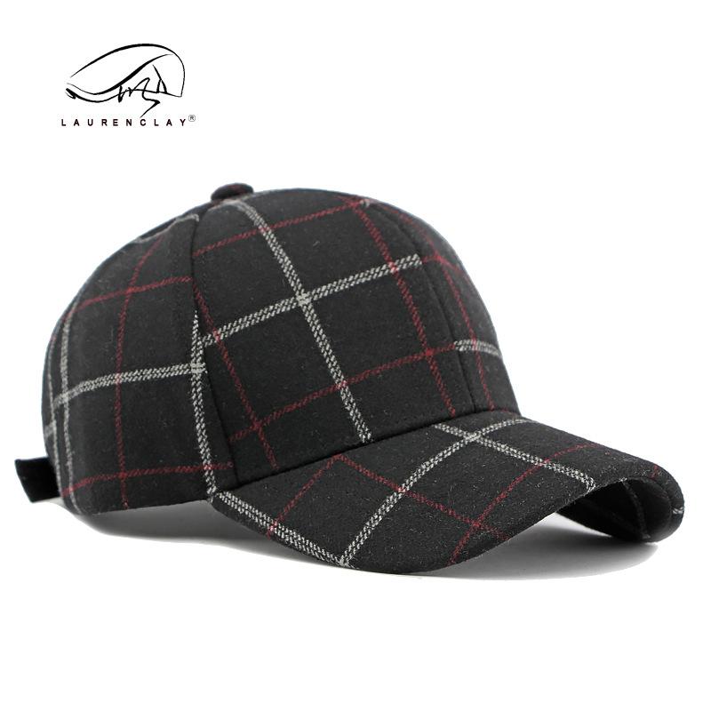 Wollmütze Herren Herbst und Winter neu Sonnenschutz Schirmmütze Damen klassisches Karomuster Hardtop Baseballkappe Tide