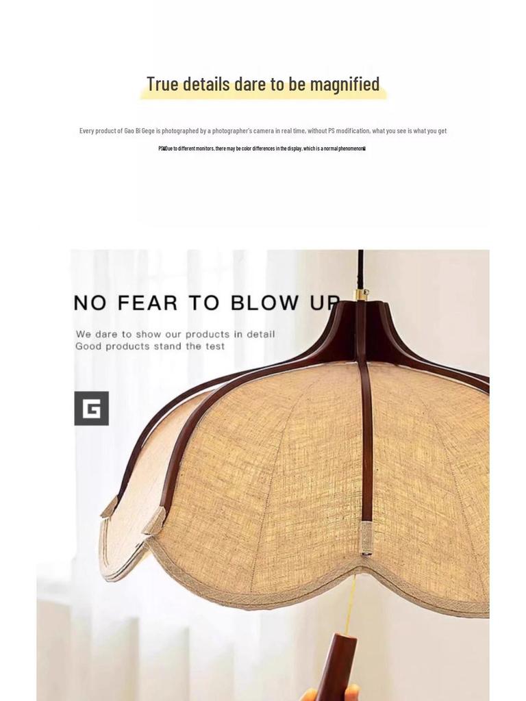 Wabi-Sabi Retro Japanese Mid-Century Fabric Chandelier for Bedroom, Restaurant, or Bar