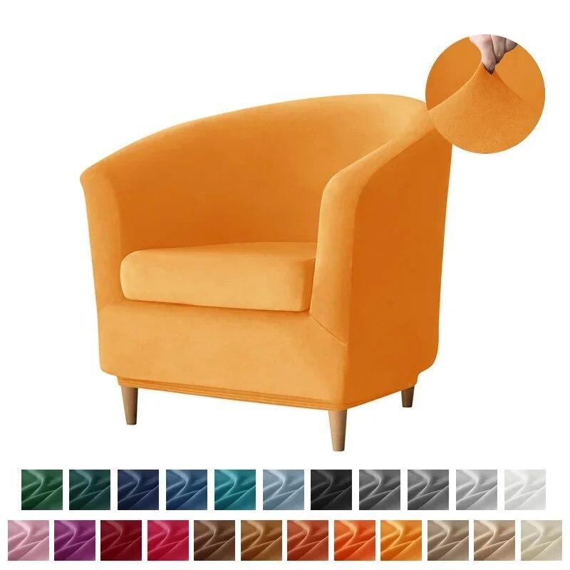 Velvet Club Bath Tub Armchairs Covers Solid Color Single Sofa Slipcover Stretch Couch Cover for Bar Counter with Seat Covers