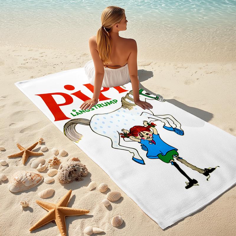 Serviette de plage motif Pippi Longstocking - douce, absorbante, lavable en machine Légère et moderne, pour la natation, Essentiels de voyage