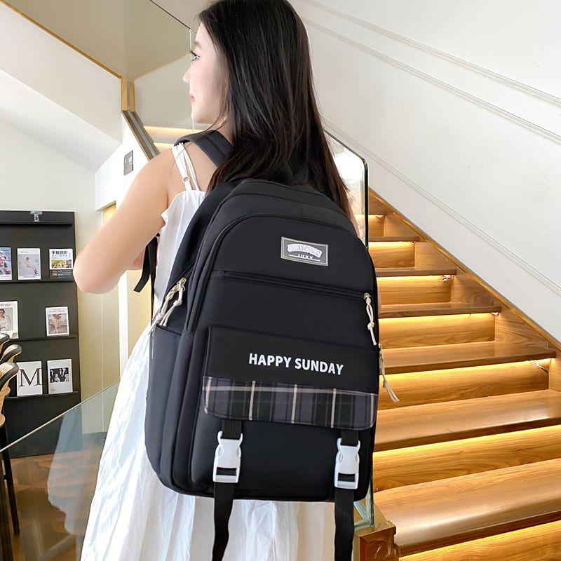 4 Pcs Large Capacity Versatile Nylon Cloth Backpack for Junior High School Students Bag Elementary School Students, Fresh and Versatile Backpacks