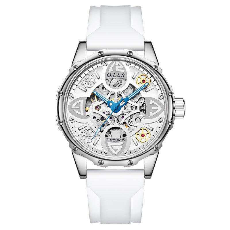 Kilo Time Men's Hollowed-Out Automatic Mechanical Watch with Wormhole Concept & Xenon Design—Stylish for Students