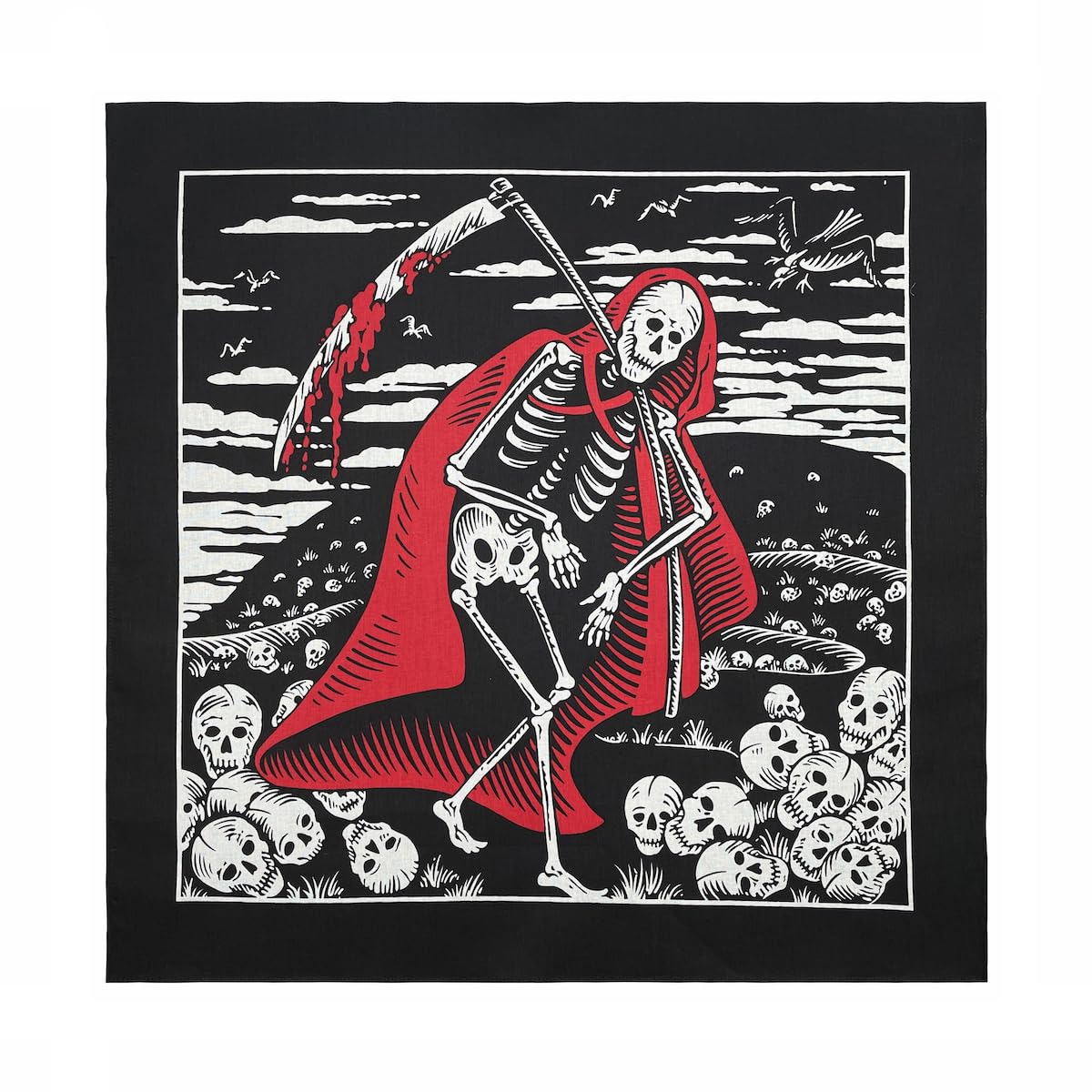 Trifong Bandana Skull Black Grim Reaper Scythe Pattern 100% Cotton Stylish Bandana Cap Men s Paisley Handkerchief Bandana Adult Unisex 55cm x 55cm