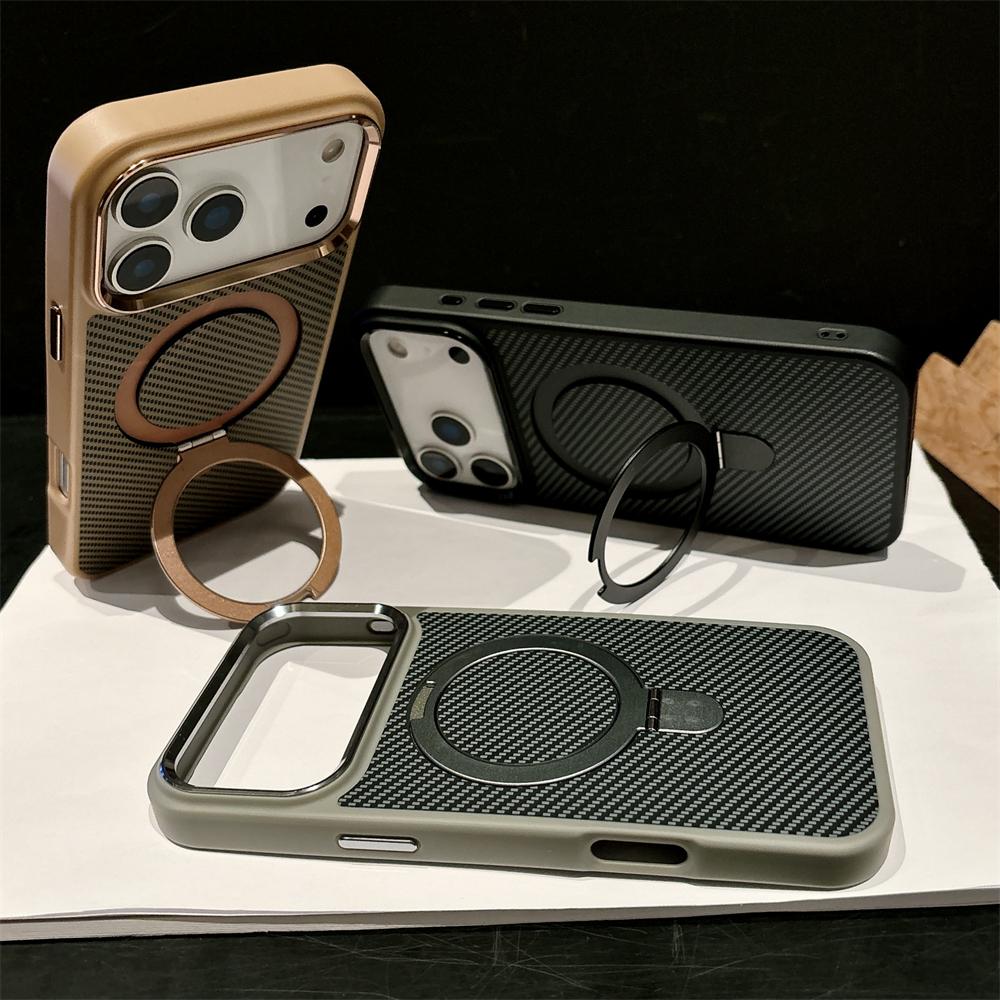 Armor Carbonfaser Magnetische Halterung Ständer Mattes Case für iPhone 17 Air 16 15 14 Plus 13 12 11 Pro Max für Magsafe Halter Abdeckung