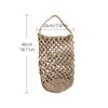 Hand Woven Boho Fruit & Vegetable Storage Bag Reusable Mesh Produce Bag Potato Onion Wall Hanging Holder for Farmhouse Kitchen