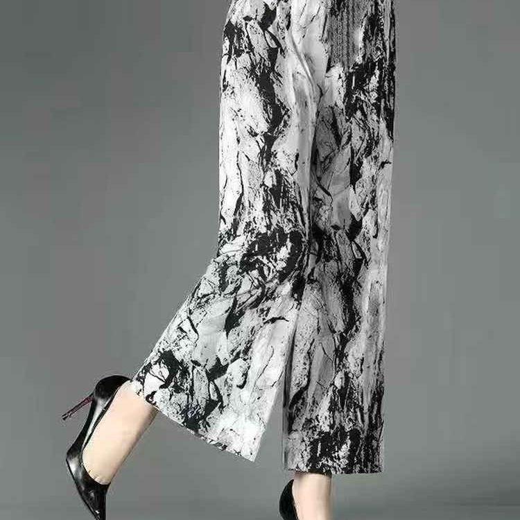 

2024 Women s Summer High-Waisted Ice Silk Drapey Wide-Leg Bell-Bottom Pants 2XL (105-125 lbs)
