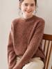 Women's Thickened Cashmere Sweater: Half-High Collar, Raglan Sleeve, Marled Yarn, Rolled Hem, Warm Long Sleeve Base Layer.