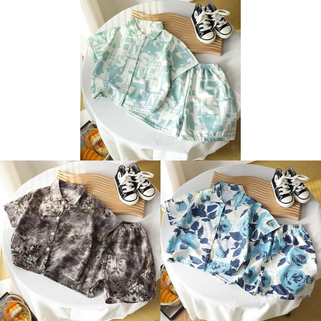 Childrens Summer Outfit Set With Cotton Blend Fabric For Boys