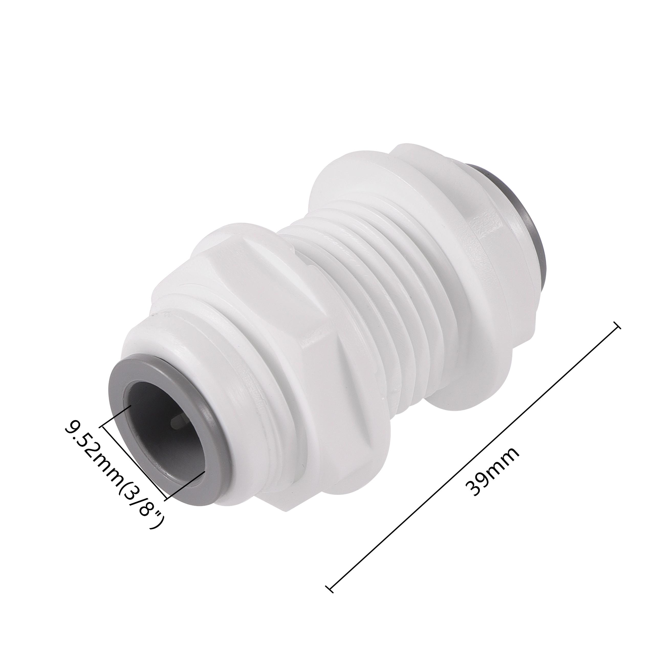

3/8” Quick Access Bulkhead Connector 9.52mm OD Tube Reverse Osmosis Water System Straight Bulkhead Coupling Irrigation Fittings 3/8 білий