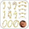 Stainless Steel Trendy Heart Curved Barbell Plain Twist Hoops Internally Threaded Versatile Unisex Piercing Eyebrow Lip Ear Nose