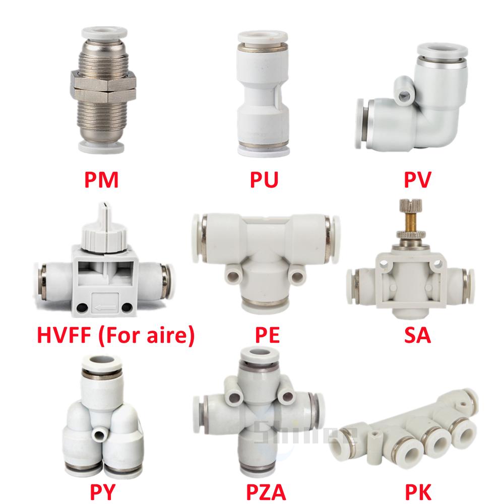 High Quality White Pneumatic Fitting Tube Connector Water Pipe Push In Hose 4/6/8/10/12/14/16mm PU PY PK PE PV SA PZA PLM SA-B