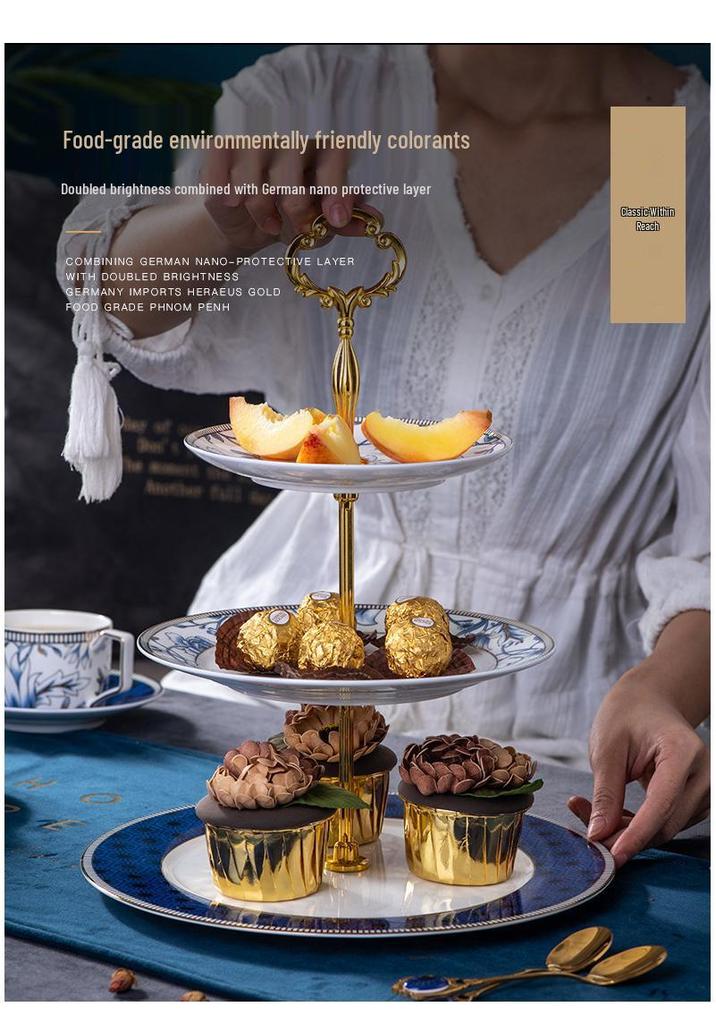 European Style Ceramic Dim Sum and Snack Cake Stand