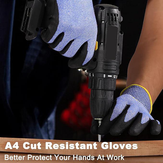 Mechanic Reinforce Thumb High Cut Level 5 Anti slip Micre Foam Nitrile Coated Cut Resistant Gloves for Glass Work Men