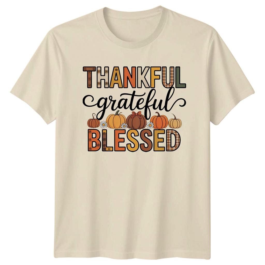 Thankful Grateful Blessed TShirt Fall Pumpkin Thanksgiving