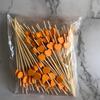 100Pcs Disposable Dessert Picks Heart Pattern Bamboo Barbeque Snacks Buffet Picks Indoor