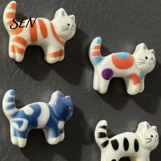 Decorative Fridge Magnets 5Pcs Cartoon Cat Refrigerator Magnet Set, Hand-painted Kitten for Kitchen Gadgets Locker Whiteboard, Decoration Accessories,