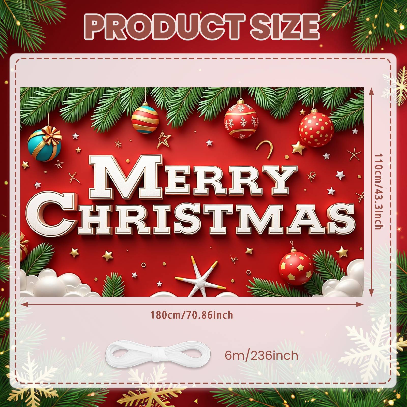 

Christmas Celebration Polyester Material Christmas Decor Seasonal Banner Christmas Ornaments For Party Backdrop Indoor Seasonal