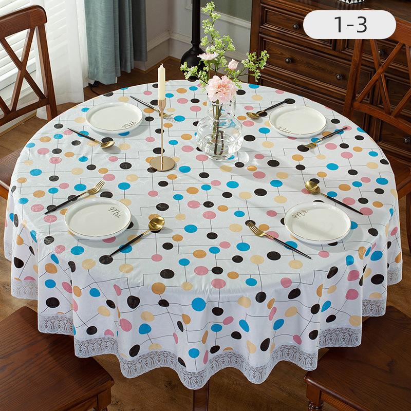 Hot Sale Printed Round Table Cloth PVC Waterproof Oil-proof Tablecloth Home Dining Lace Table Cover for Wedding Party Decor