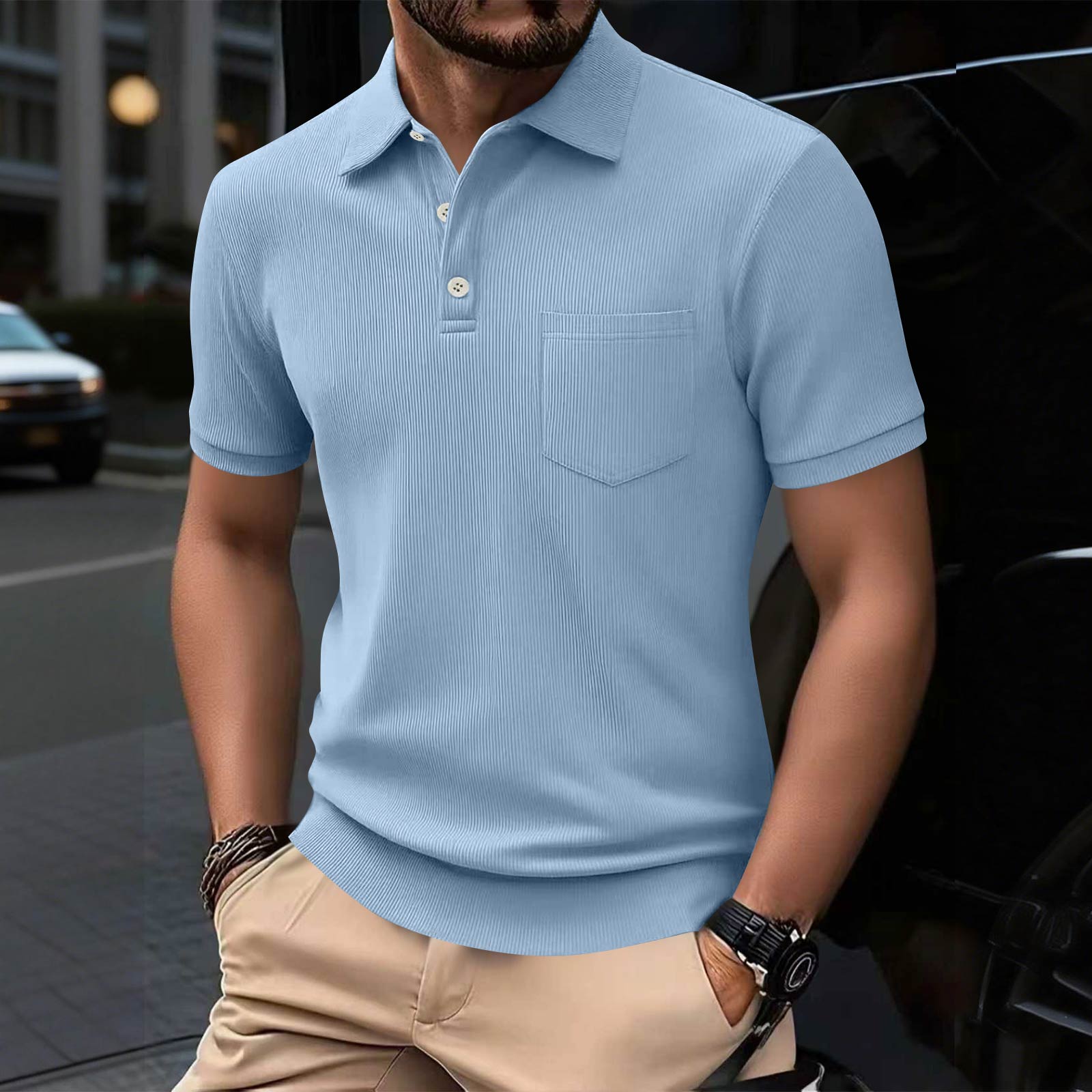 

Men s New Stand Collar Slightly Stretch Button-up Corduroy Short-sleeve Shirt XXL