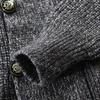 And Winter Men's Fashion Loose Cardigan Warm Lapel  Jacket Sweater Knitted Coat