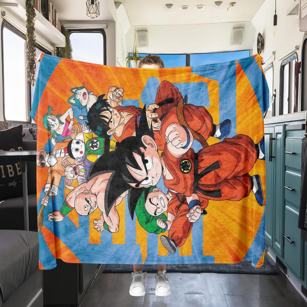 1PC Son Goku  Print Flannel Blanket, High quality All Seasons, Home Decor, Warmth and Comfort, Perfect for Christmas Gifts