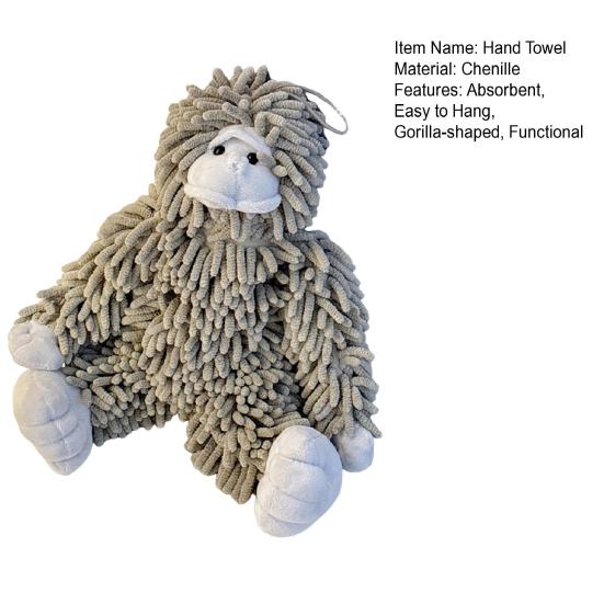 Gorilla Doll Hand Towel Chenille Fuzzy Animal Decorative Towel Absorbent Cute