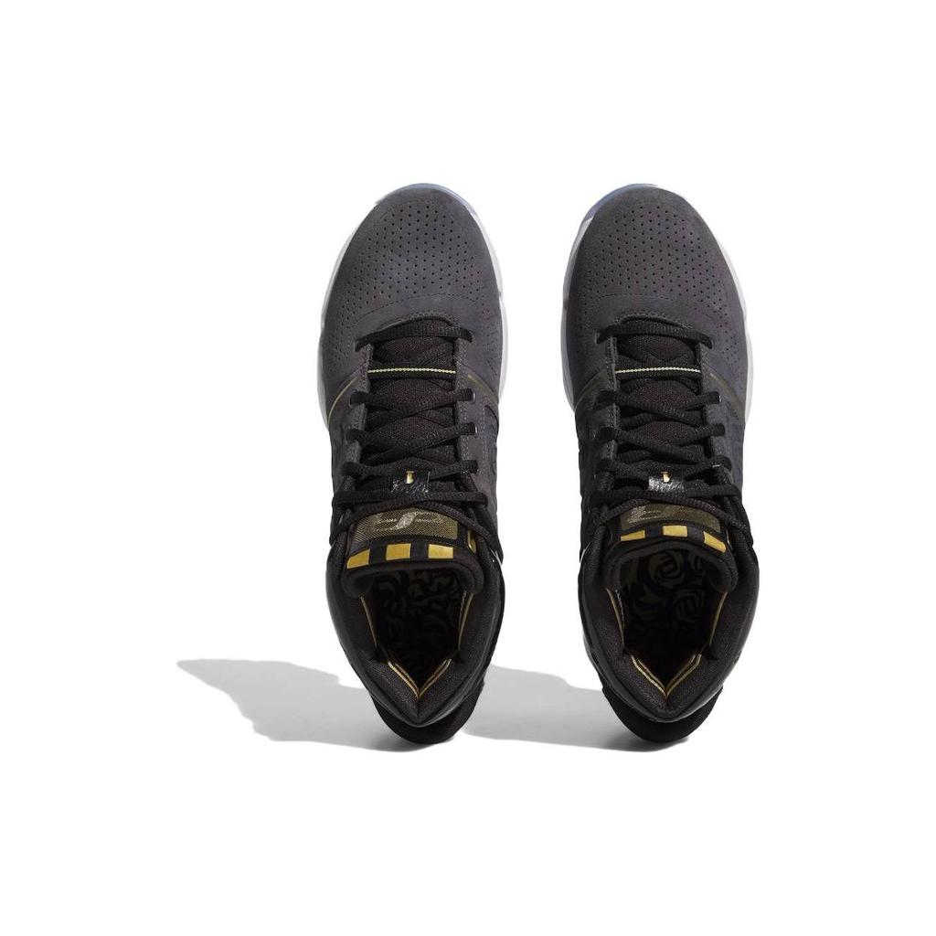 Adidas Adizero Rose 1 Restomod Round Toe Lace-Up Shock Absorbing Durable Mid-Top Basketball Shoes Men Sneakers Dark-Gray IE9242