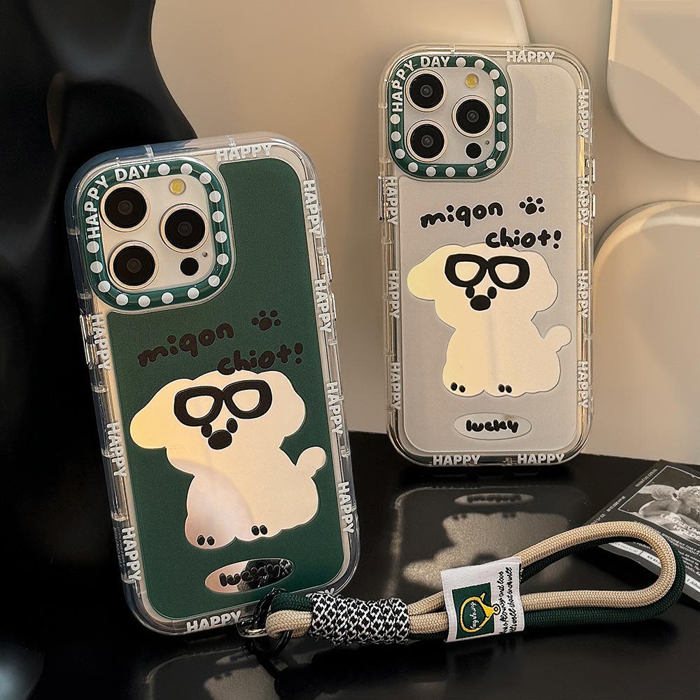 Couple Trendy Dog Mirror Is Suitable for IPhone 16, IPhone 15 Phone Cases 14 ProMax11 Bracelets 12