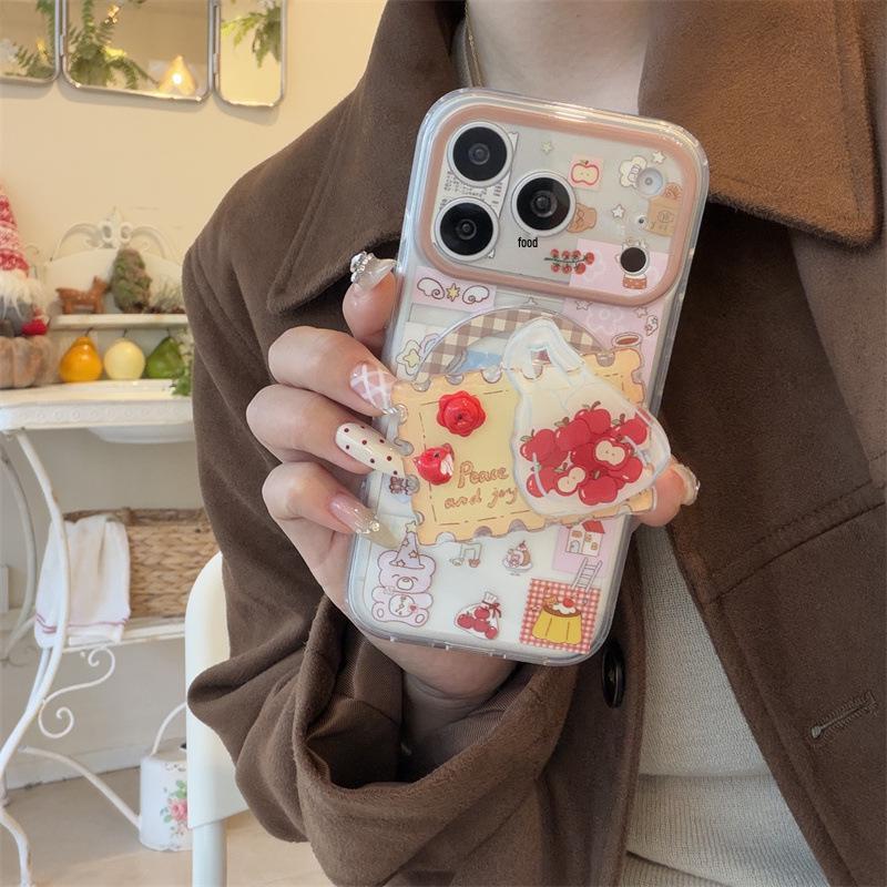 Korean Style Sweet Bear Magnetic Stand for iPhone 14/15/16 Pro Max Case