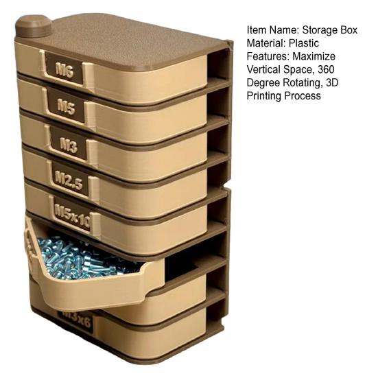 Cutie de depozitare Organizator vertical de birou rotativ la 360 de grade cu sertare extractabile Sistem de etichetare Componente electronice Materiale pentru artizanat