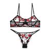 Kvinner Gjennomsiktig Sexy Blonde BH-sett Bylgel-BH Tynn Dame Pure Desire Undertøy Blomsterthong Sexy Undertøyssett