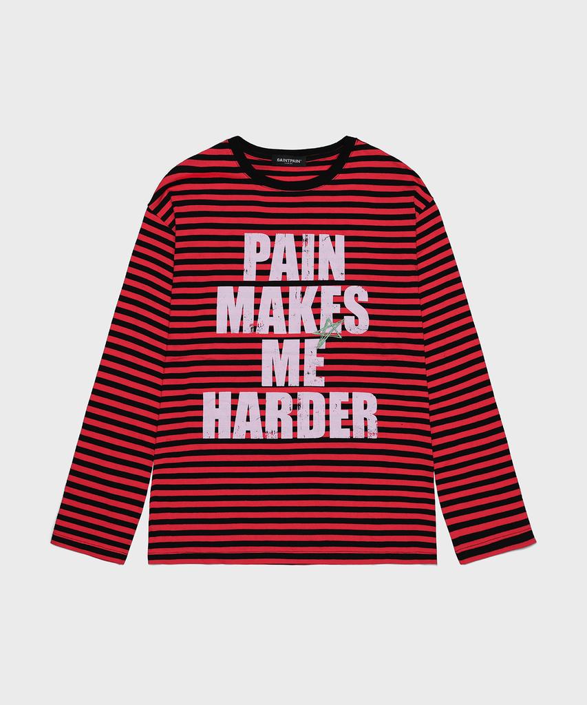 Saint Pain Strisciato Manica Lunga Rosso
