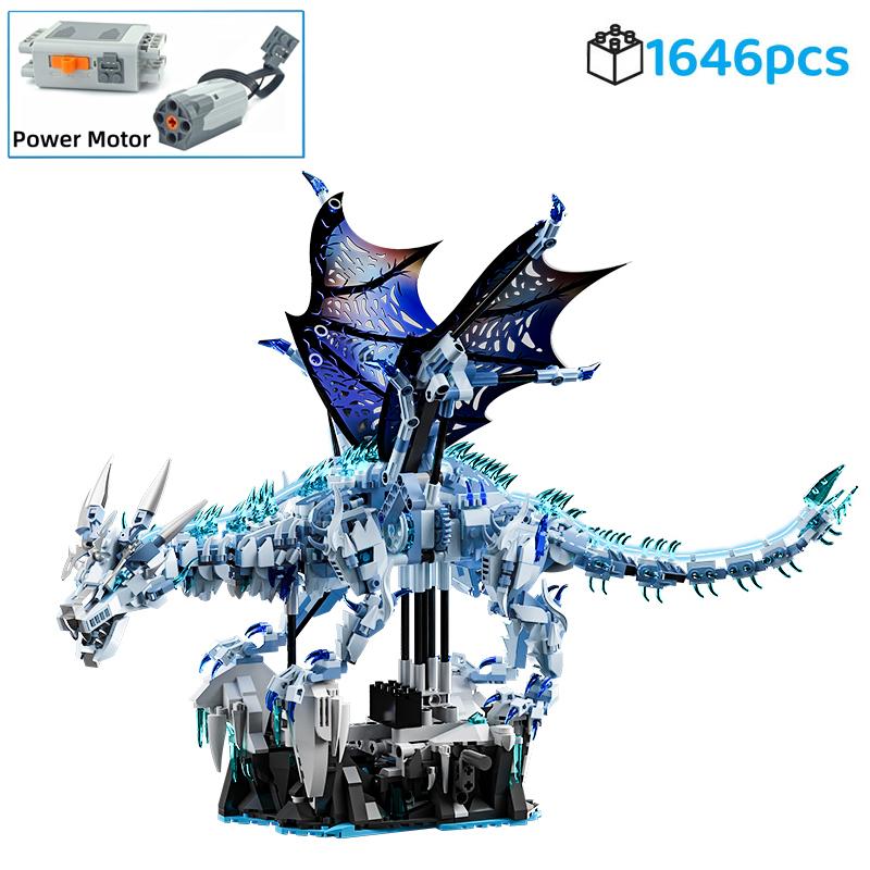 Superior-Grade 1646Pcs First-Class Creative High-Standard Mythical Fantasy Creature High-Standard Assembly Construction-Blocks Collection Kit Ice