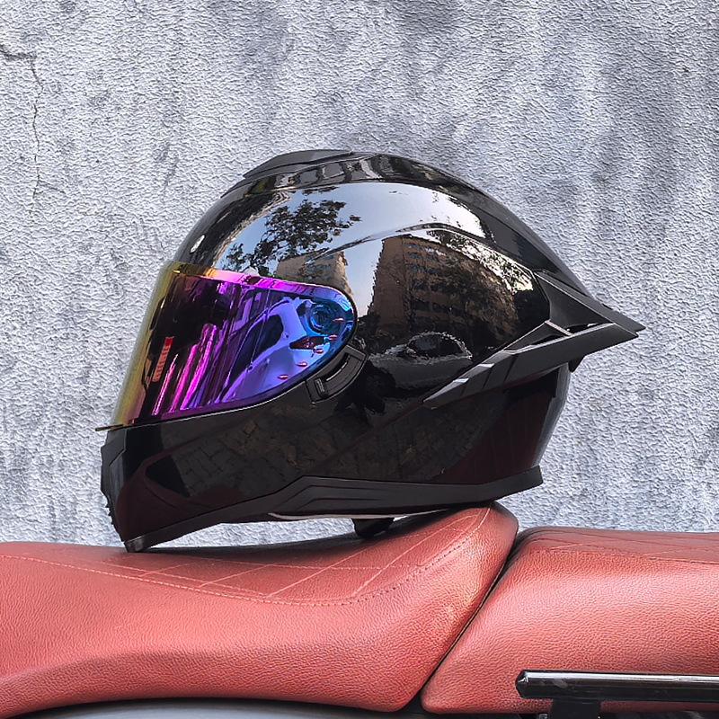 Full Helmet Double Mirror Helmet Men's Four Seasons Universal Hard Hat Female Knight Locomotive Double Lenses