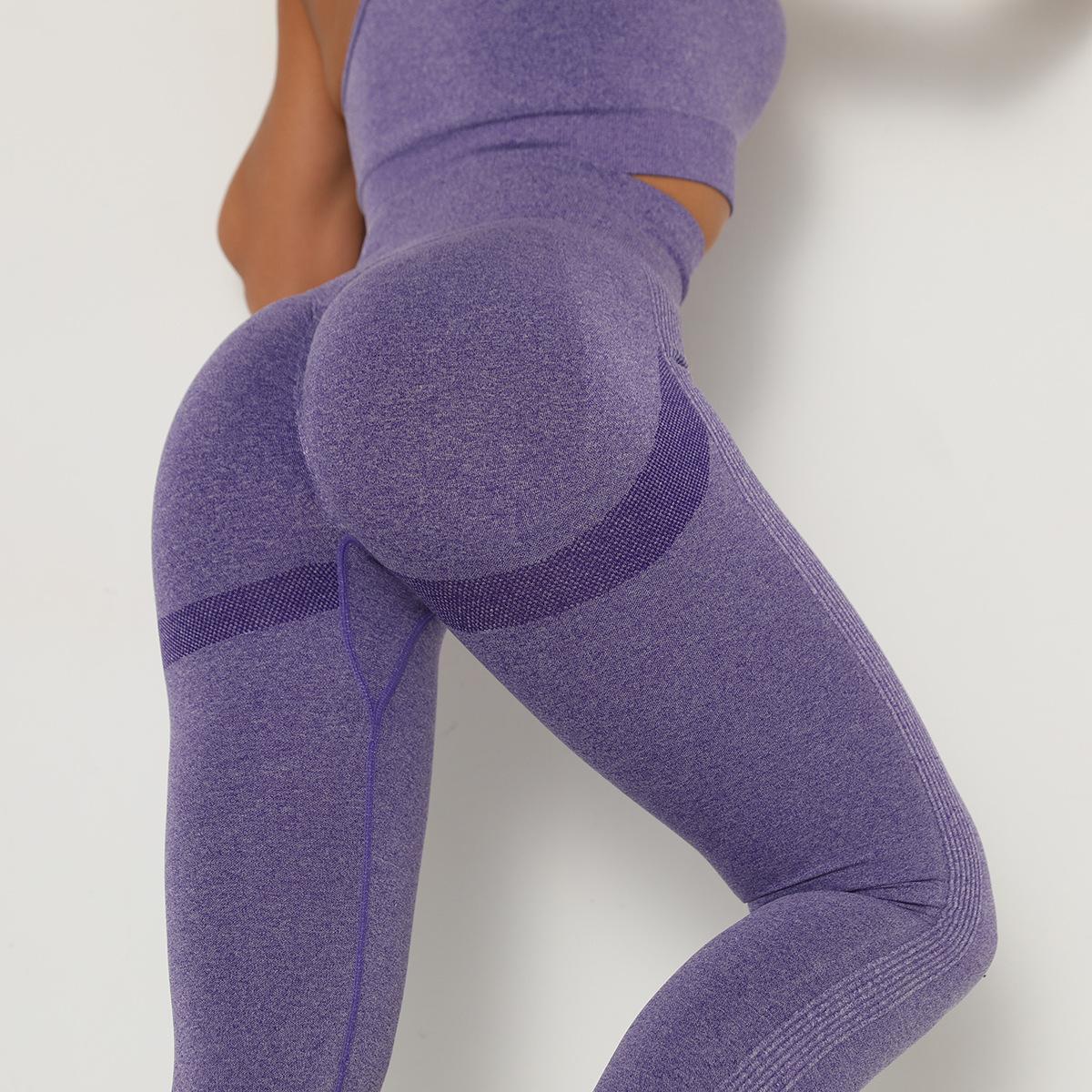 Сексуальные женские леггинсы Bubble Butt Push Up леггинсы для фитнеса Тонкие леггинсы с высокой талией Бесшовные леггинсы для фитнеса L фиолетовый