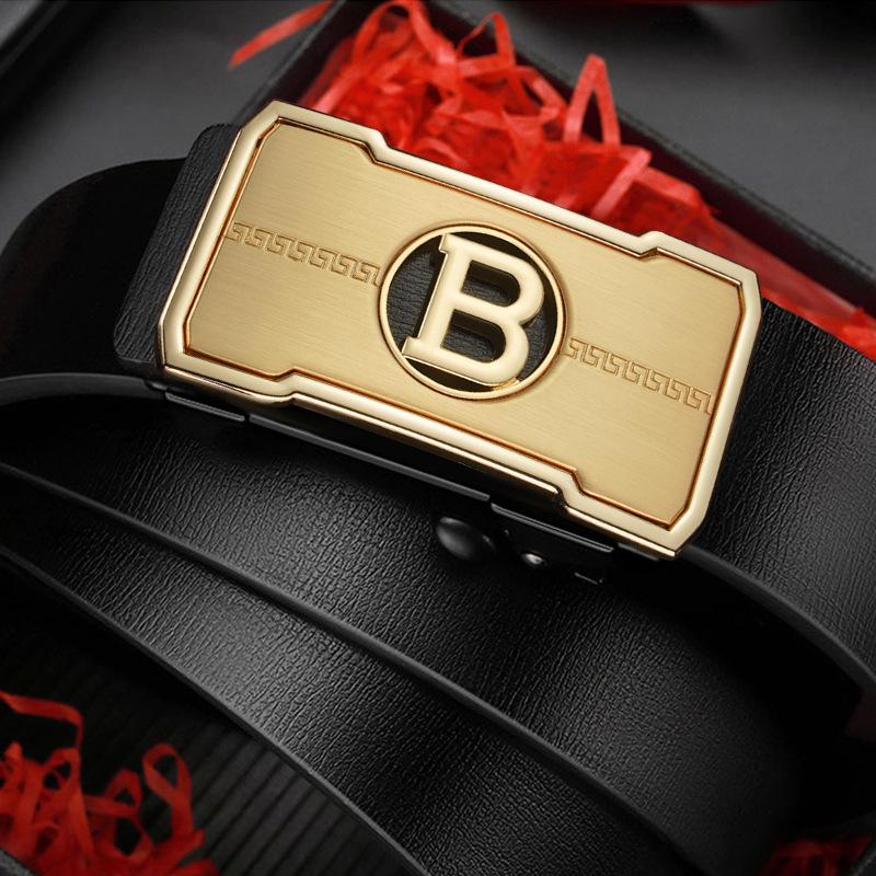 New Men'S Belt High-End Cowhide Automatic Buckle Leather Belt Middle-Aged And Young Fashion Belt